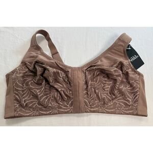 Ulla Popken Bra Women's Size 52D Brown Front Hook No Pad Wireless